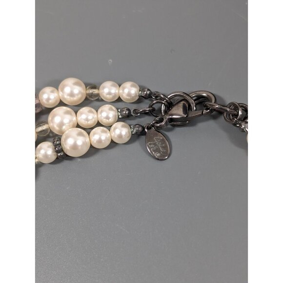 Cookie Lee White Faux Pearl Layered Convertible Statement Necklace Gray Metallic - Picture 6 of 10